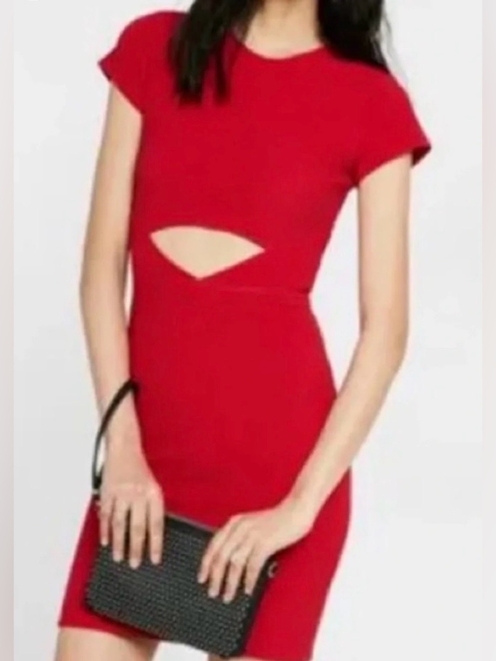 Express red bodycon cut out mini dress ribbed texture Medium